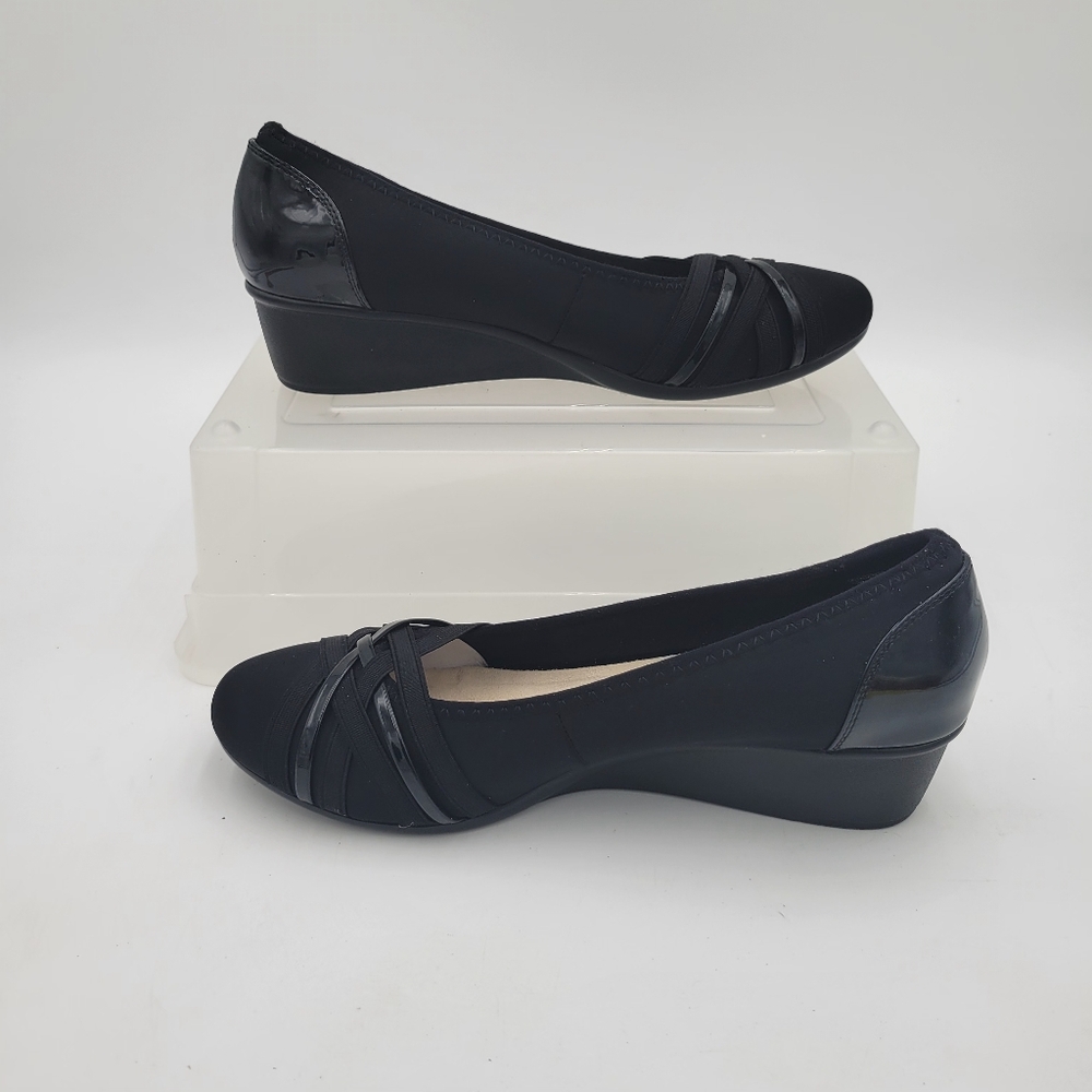 Womans Cliffs by White Mountain Bowie Wedge Slip on Ballet Flatt Black Size 10 - Picture 3 of 9